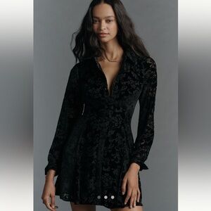 Anthropologie PAIGE Desano Velvet Shirt Dress Black size 2